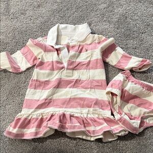 Polo by Ralph Lauren Pink and White Striped Baby Outfit